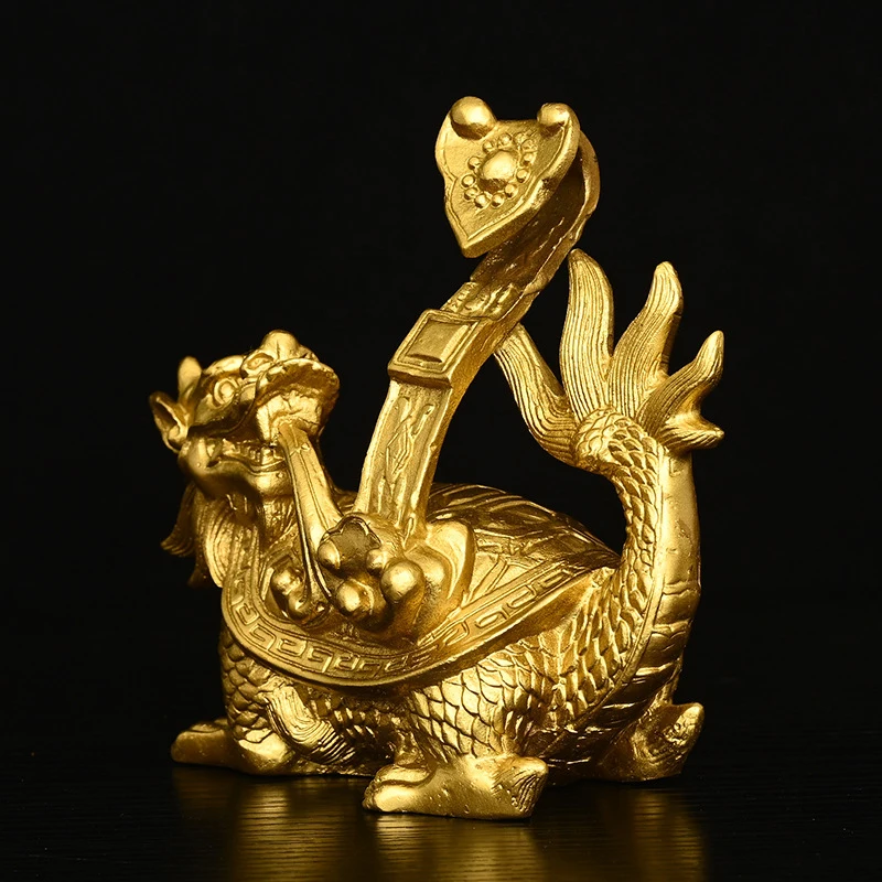 

Brass Mythical Creature Ruyi Home Office Decoration Exquisitely Crafted Bronze Xuanwu Ornament