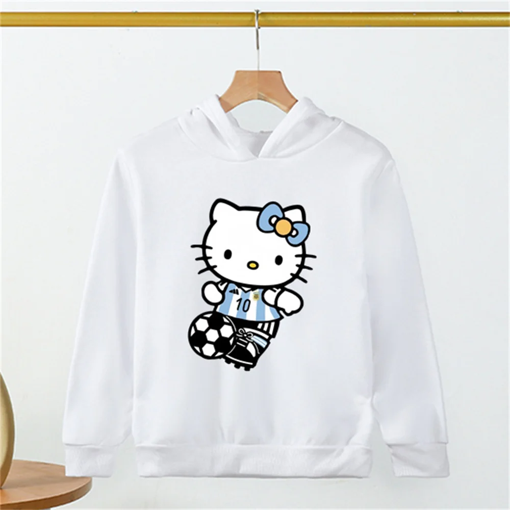 New in Cute Hoodie Hello Kitty Children's Cute Sanrio Children Sweatshirt Manga Clothes Kid Girl Boy Top Hoody Anime