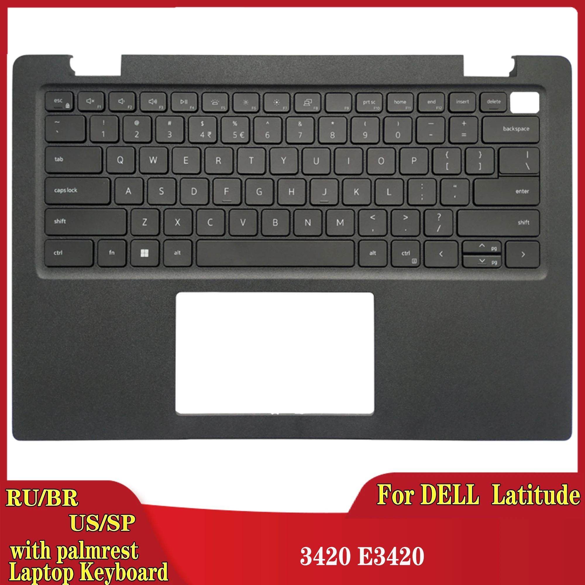 NEW Russian/US/Latin/Spanish/Brazil laptop keyboard for Dell Latitude 3420 E3420 with palmrest upper cover 04PX9K