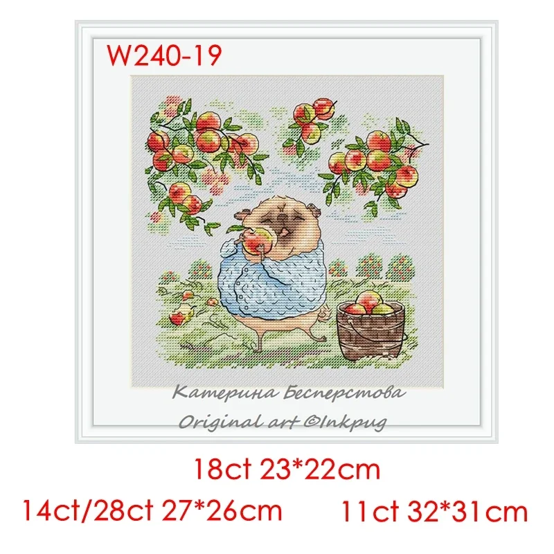 Cross Stitch Kit Puppy Series Under Apple Tree 28ct 18ct 14ct 11ct Precision Printed Fabric Hand Embroidery Kit