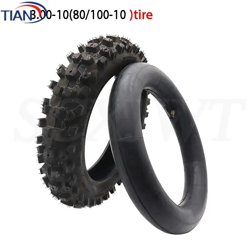 80/100-10 Motorcycle Tires & 3.00-10 Tube Set - Thickened, Wear-Resistant for Off-Road Riding Adventures