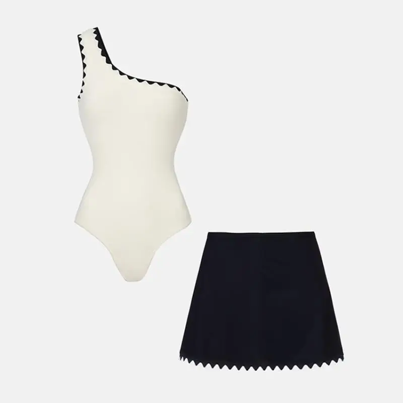 

Женский сексуальный купальник Flaxmaker с одним открытым плечом и кружевом, элегантный летний цельный купальник, пляжная одежда для вечеринок, боди