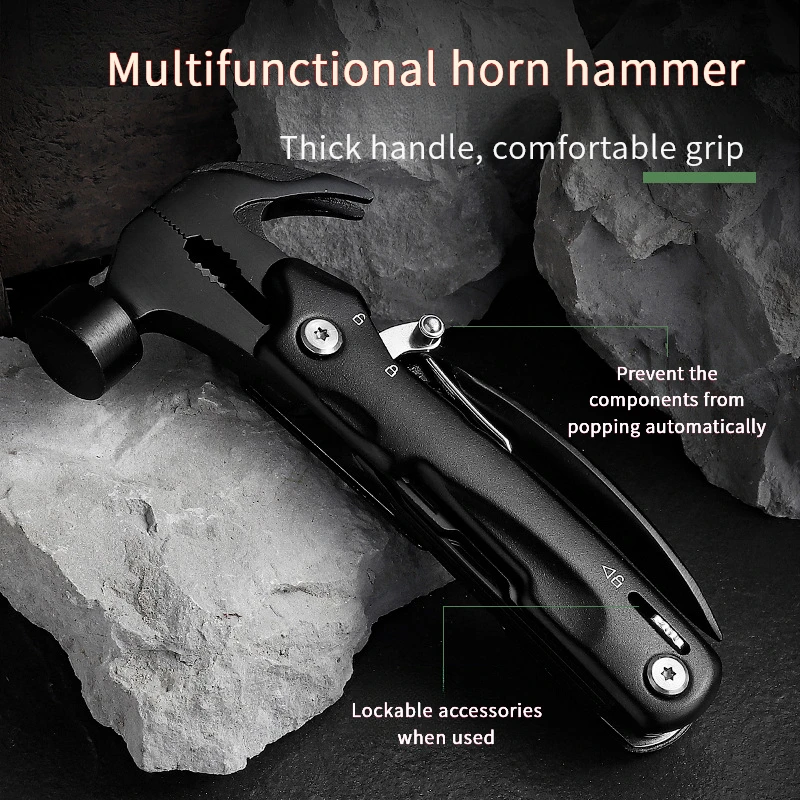 New Stylish And Exquisite 12-In-1 Sheep Horn Integrated Nail Hammer Multi-Function Lifesaving Pliers For Outdoor Tools Wholesale