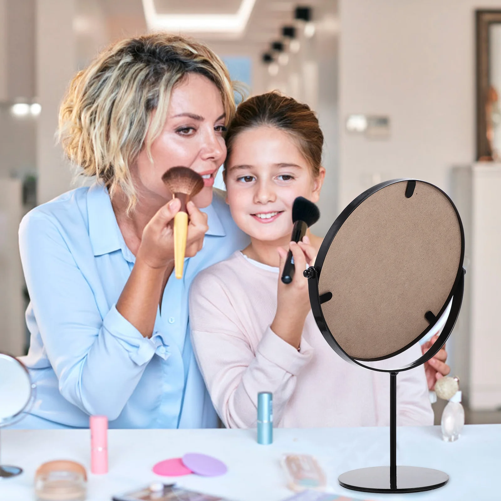 مرآة مكياج دوارة لسطح المكتب، مرآة عالية الوضوح غير مشوهة للاستخدام المزخرف في غرفة النوم والحمام #1