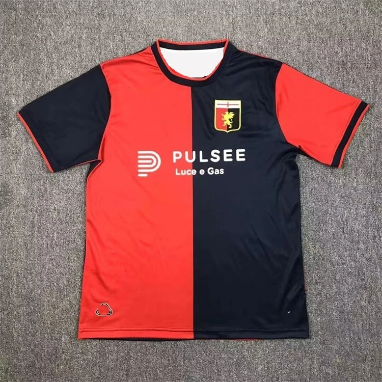 

Футбольная тренировочная форма Genoa Home Fan Style 2025 года, быстросохнущая ткань, тренировочная форма в мото-стиле с короткими рукавами
