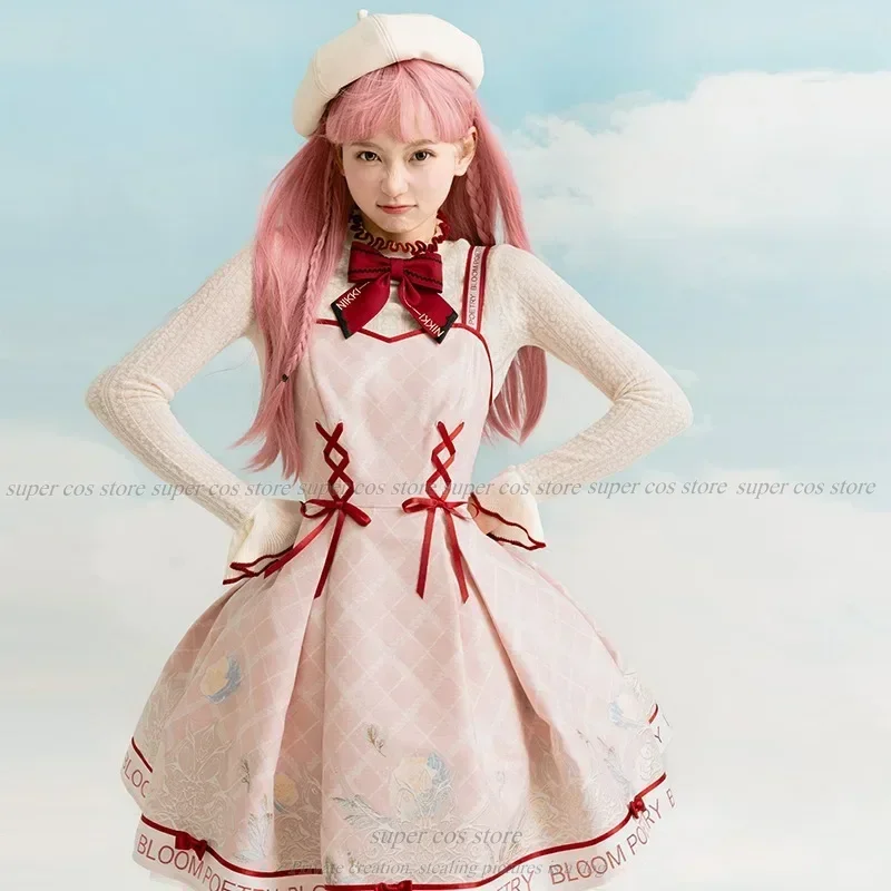 Idylls Infinity Nikki Game Cosplay Pink Dress Sweater Headgear Wig Christmas Costume Set Party Role Play Outfit Women Lolita Wig