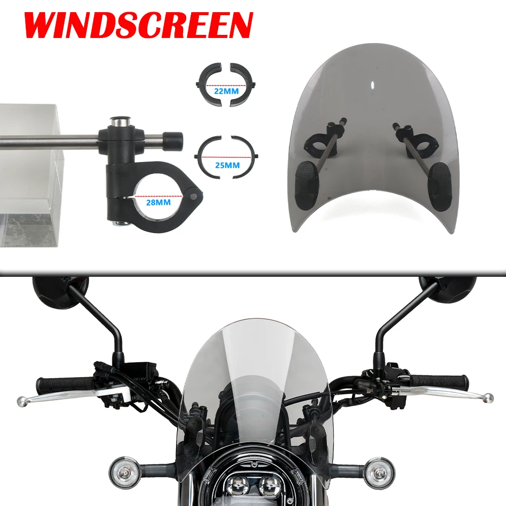 

Для KAWASAKI ELIMINATOR SE 400 450 E400 E450 2023 2024, универсальное лобовое стекло мотоцикла, дефлектор ветра, круглая фара