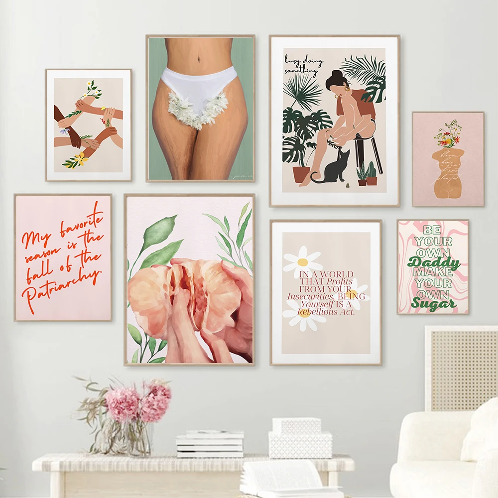 

Abstract Female Panties Vagina Organs Feminist Sexy Nude Body Girl Wall Art Poster Print Fashion Text Woman Room Home Decor