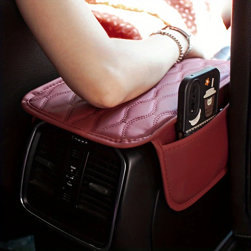 Car armrest box pad, multifunctional storage pocket, storage bag, leather car center height pad, universal armrest pad