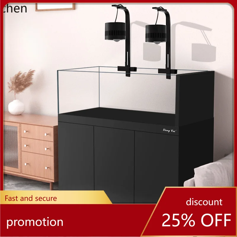 

HXL living room fish tank very narrow ecological stream tank side overflow ultra-white glass bottom filter tank aquarium