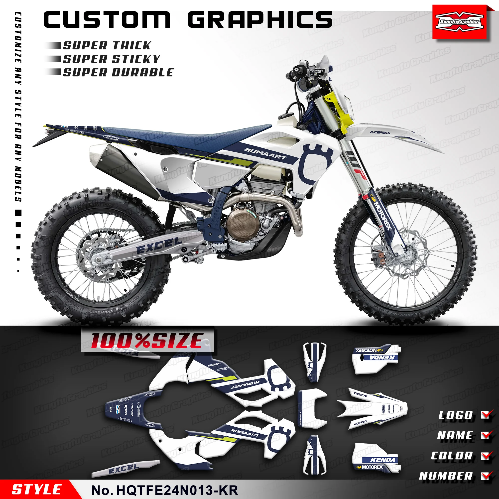 KUNGFU GRAPHICS Restyle Stickers Vinyl Decal for Husqvarna TC FC TX FX 2023 2024 & TE FE 2024,   HQTFE24N013-KR