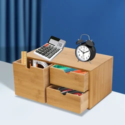 Bamboo Desk Organizer MinOffice Table Organizer scatola per l'organizzazione della tastiera per forniture per articoli da toeletta per la casa dell'ufficio, senza assemblaggio