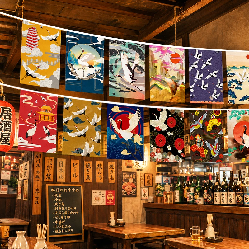 Japanese Style Lucky Cat Hanging String Flag Sushi Restaurant  Banners Japan Cultural Bistro Izakaya Sashimi Ramen Hanging Flag