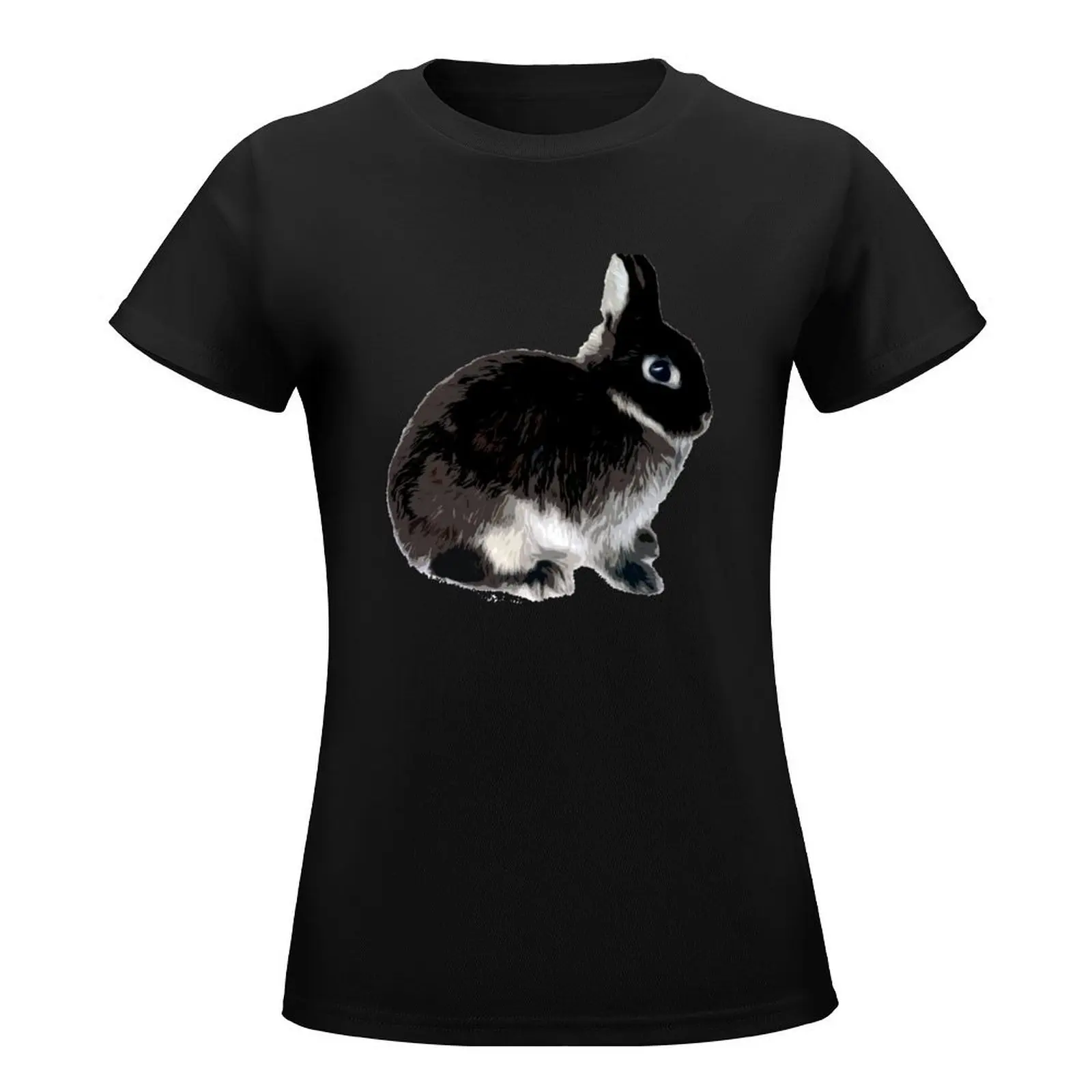 Black Otter Netherland Dwarf Rabbit T-Shirt graphics Female clothing Womens clothing