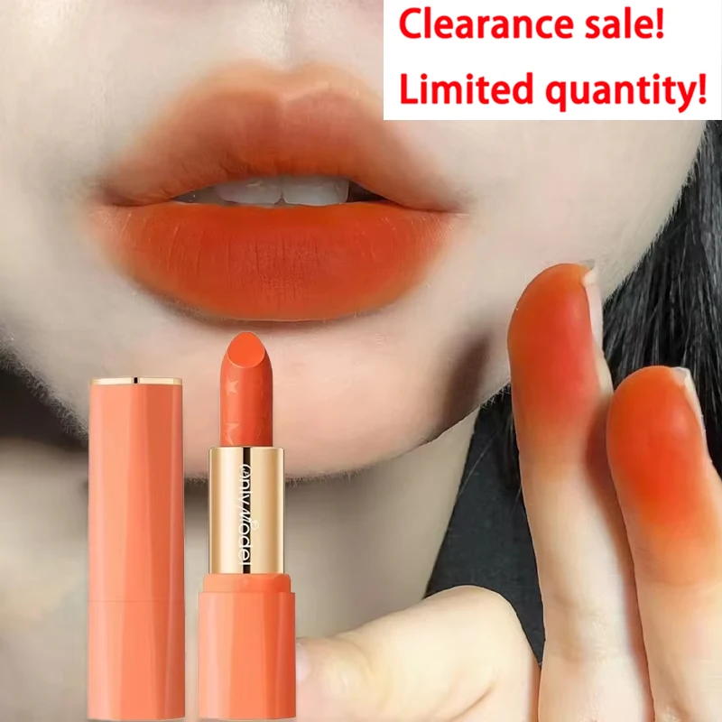 Orange Lipstick Lip Glaze Silky Smooth Matte Lip Gloss Carrot Bright Color Lasting Lip Stick Sexy Women Cosmetics Makeup Product