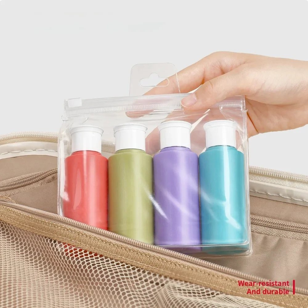 4 Stück 60 ml Reiseflaschen, auslaufsicher, Reiseutensilien, nachfüllbar, für Shampoo, Spülung, Lotion, tragbare Quetschröhrchen, 60 ml x 4