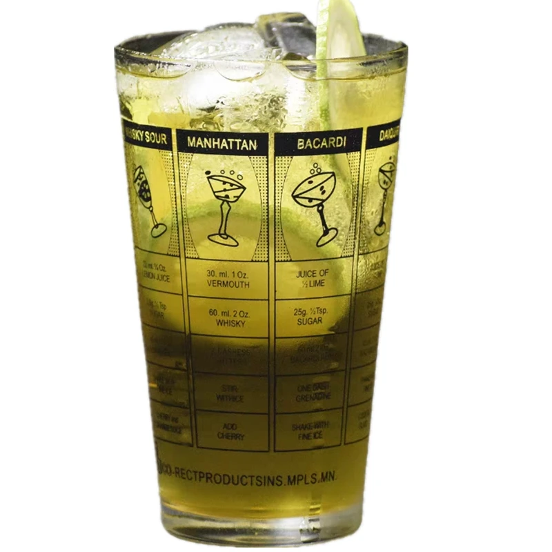 400ml Glass Shaker With Degree Scale Stainless Steel Cocktail Boston Bar Shaker Bar Mixing Glass Cup With Mark Line Bar Tool