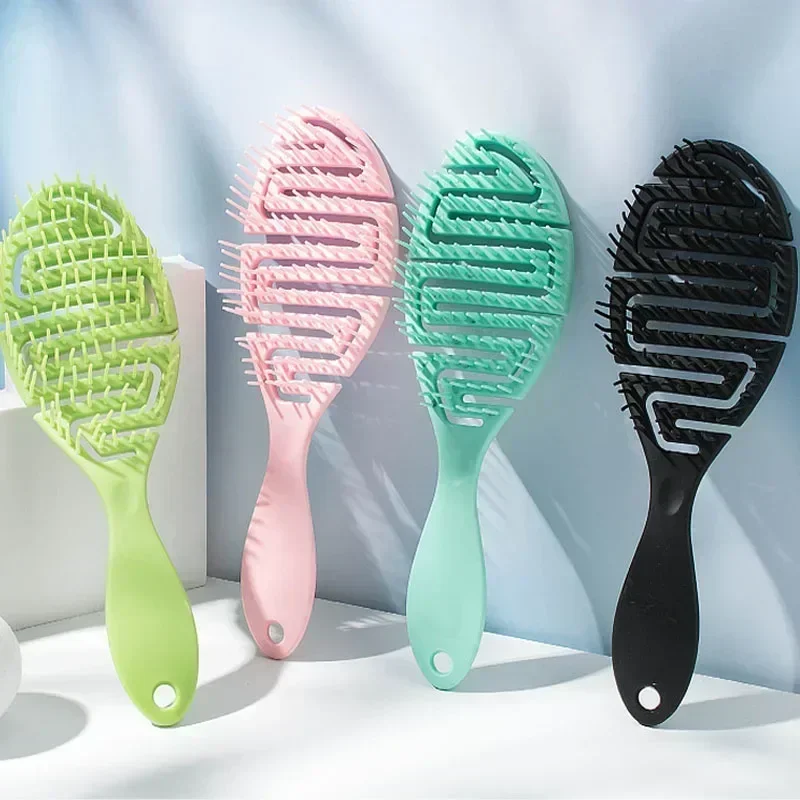 New Solid Color Scalp Massage Curly Hair Brushes Comb Bath Untangling Hollow Hairbrush Health Care Tools for Women Baby