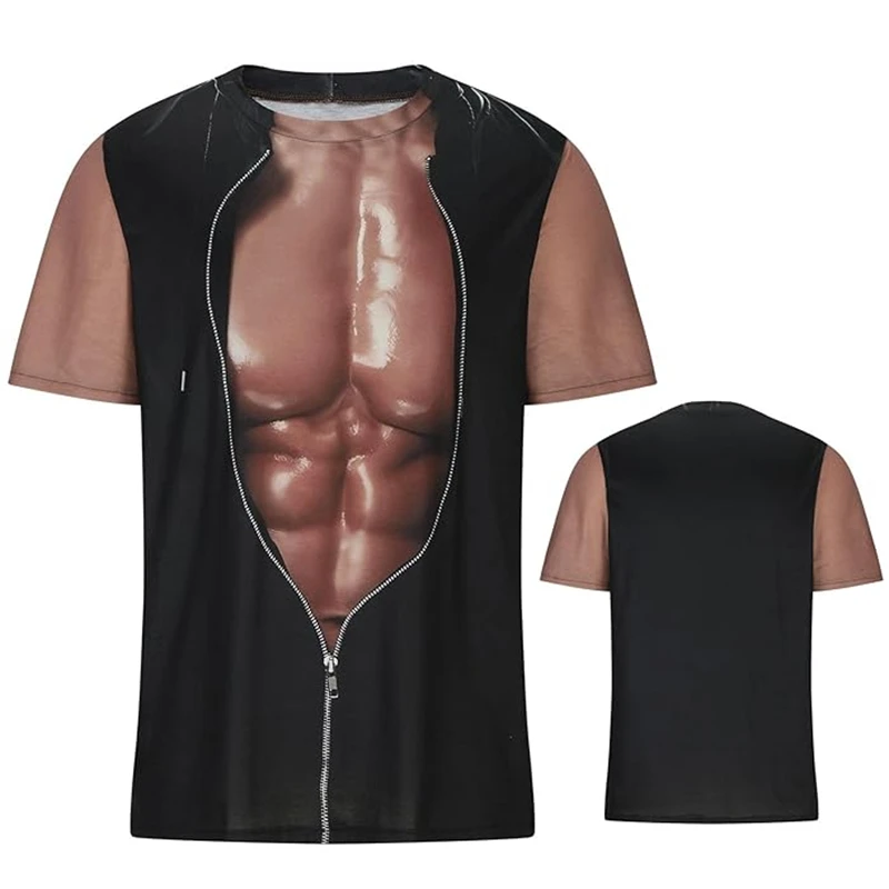 مضحك العضلات رجل تي شيرت الرسومات محاكاة ساخرة ثلاثية الأبعاد تي شيرت مطبوع شخصية قصيرة الأكمام الجولة الرقبة قميص غير رسمي الرجال كول تيز القمم #6