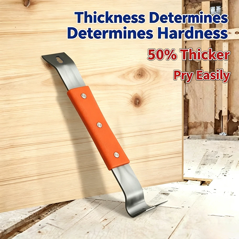 Newly designed and upgraded multi-functional stainless steel pry bar, durable nail puller and woodworking scraper.