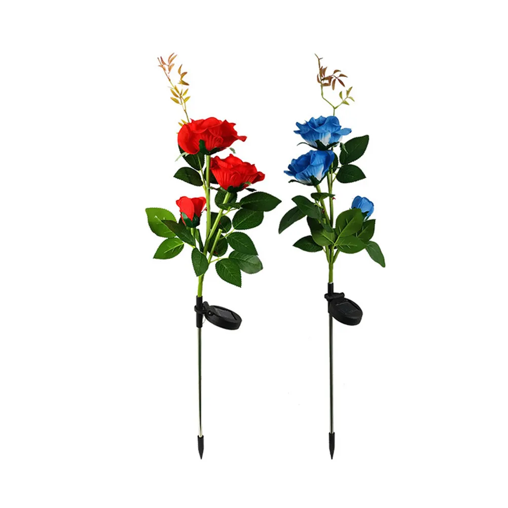 Solar Power Lights for Outdoors Lawn Lamp Flowers Garden Inserted Rose Roses Spike