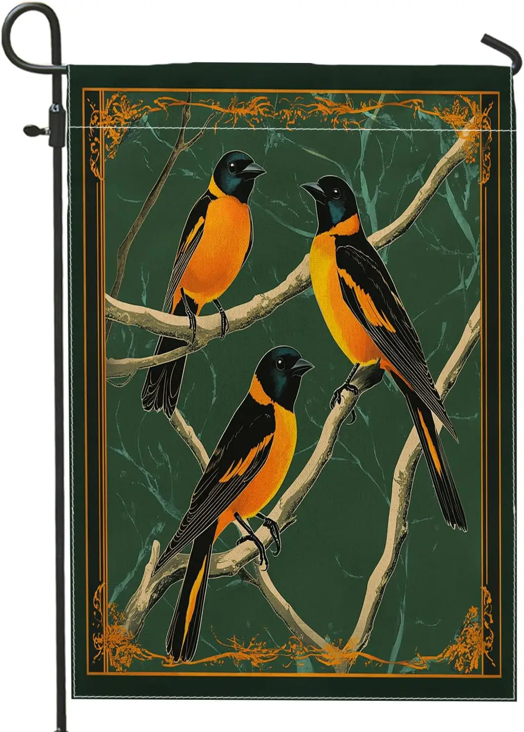 Роскошные садовые флаги из мешковины Baltimore Oriole на заднем дворе, 12x18, двухсторонние для улицы, винтажные ветки фермерского дома Sma GGL