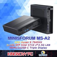 MINISFORUM MS-A2 Mini PC AMD Ryzen 9 7945HX 2x10G SFP Intel X710 2*2.5G LAN 3*NVMe Windows 11 Workstation Gaming Computer WiFi6E
