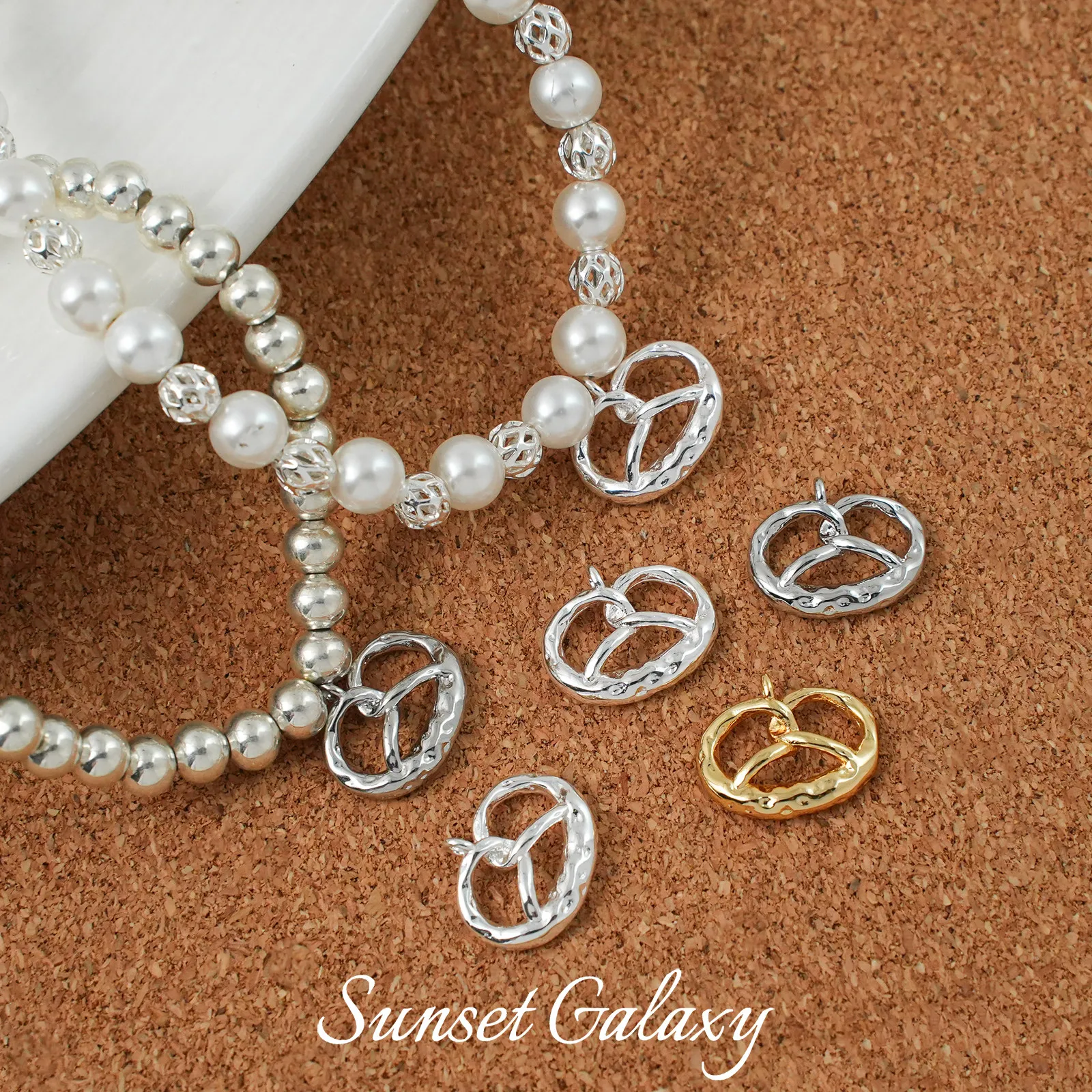 18K Gold Plated Water Knot Croissant Charms Minimalist All-match Autumn Winter DIY Jewelry Findings