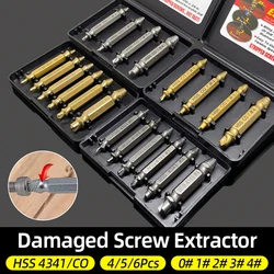 Extractor de titanio Hss S2/4341/CO, broca para desmontar Tornillos, pernos, deslizamiento de dientes dañados, juegos de herramientas para uñas