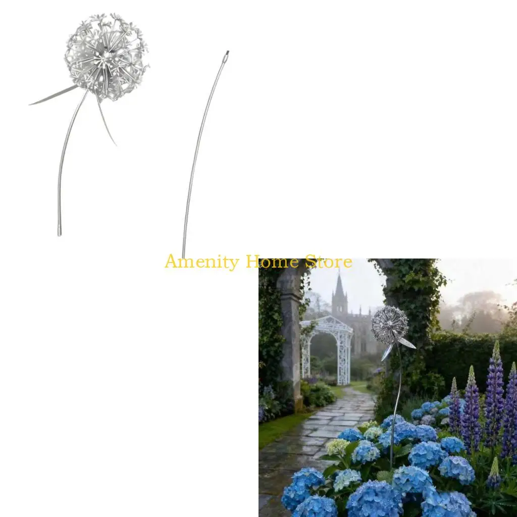 F26C Garden Stake Accent in Silver Metal, 33 Yard Piece Form for Lawn Use, Balcony Display, Garden Scenes, and Silver Yard