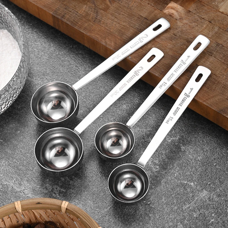 15/30ml Stainless Steel Coffee Scoop Measuring Spoon Milk Coffee Bean Spoon Long Handle Coffee Spoons Baking Coffeeware Tools