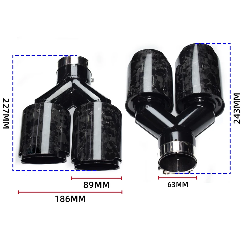 DEX Exhaust Tips Universal Forged Carbon Fiber SS304 AK Logo Quad Muffler Tip Exhaust System Nozzle Tailpipe Performance Sports