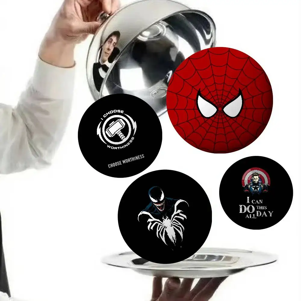 Cool I-Iron S-Spider Man C-Captain H-Hulk Badges Round Brooch Cute Cartoon Idol Cosplay Badges  Backpack Clothing Jewelry Pins