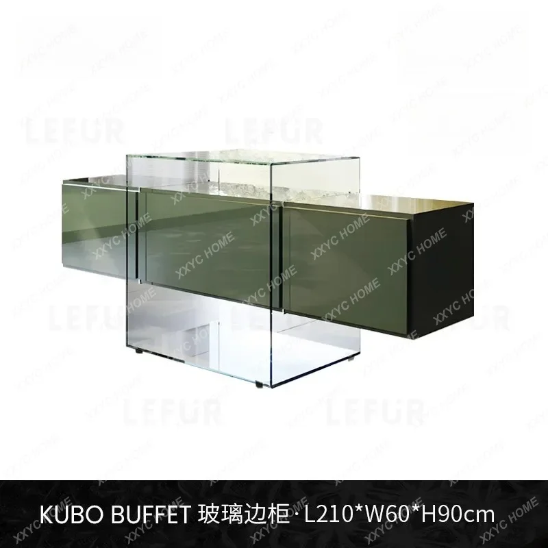 JYX69 Side Cabinet Minimalist Glass Storage  Art Side Cabinet Integrated Storage Cabinet Against The Wall