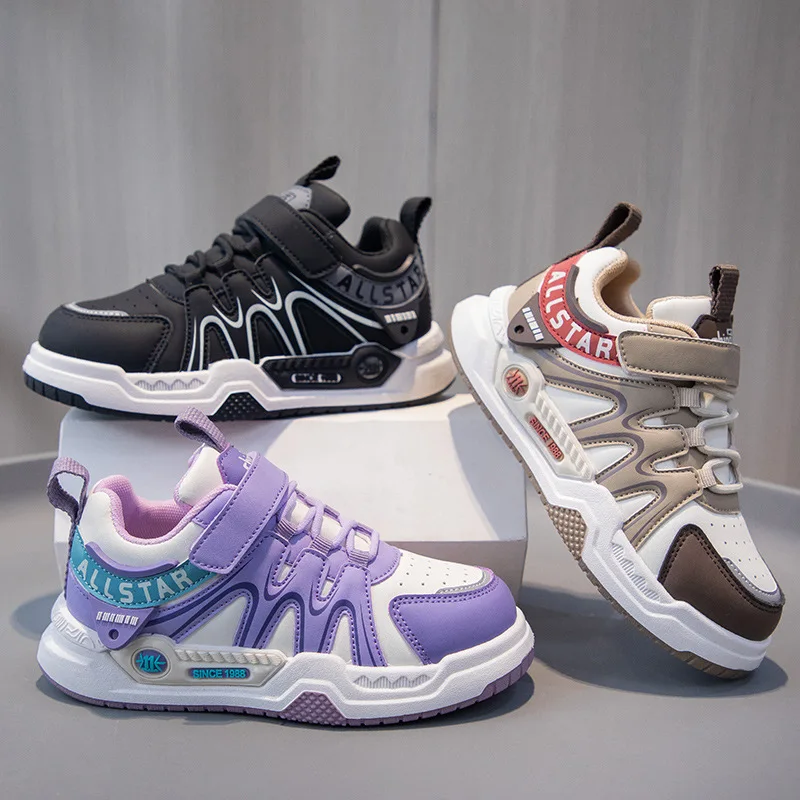 

New Sneaker for Boys and Girls Lightweight Board Shoes High Quality Leather Walking Sport Running Shoes Outdoor Kids Footwear