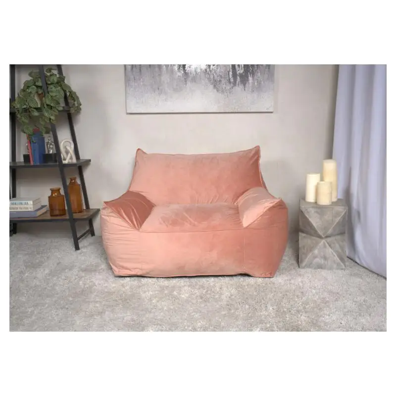 كرسي بين باج مخملي مع مساند للذراعين، لون وردي، مقعد مريح وناعم للأطفال والكبار، مثالي للمنزل أو المكتب، #1