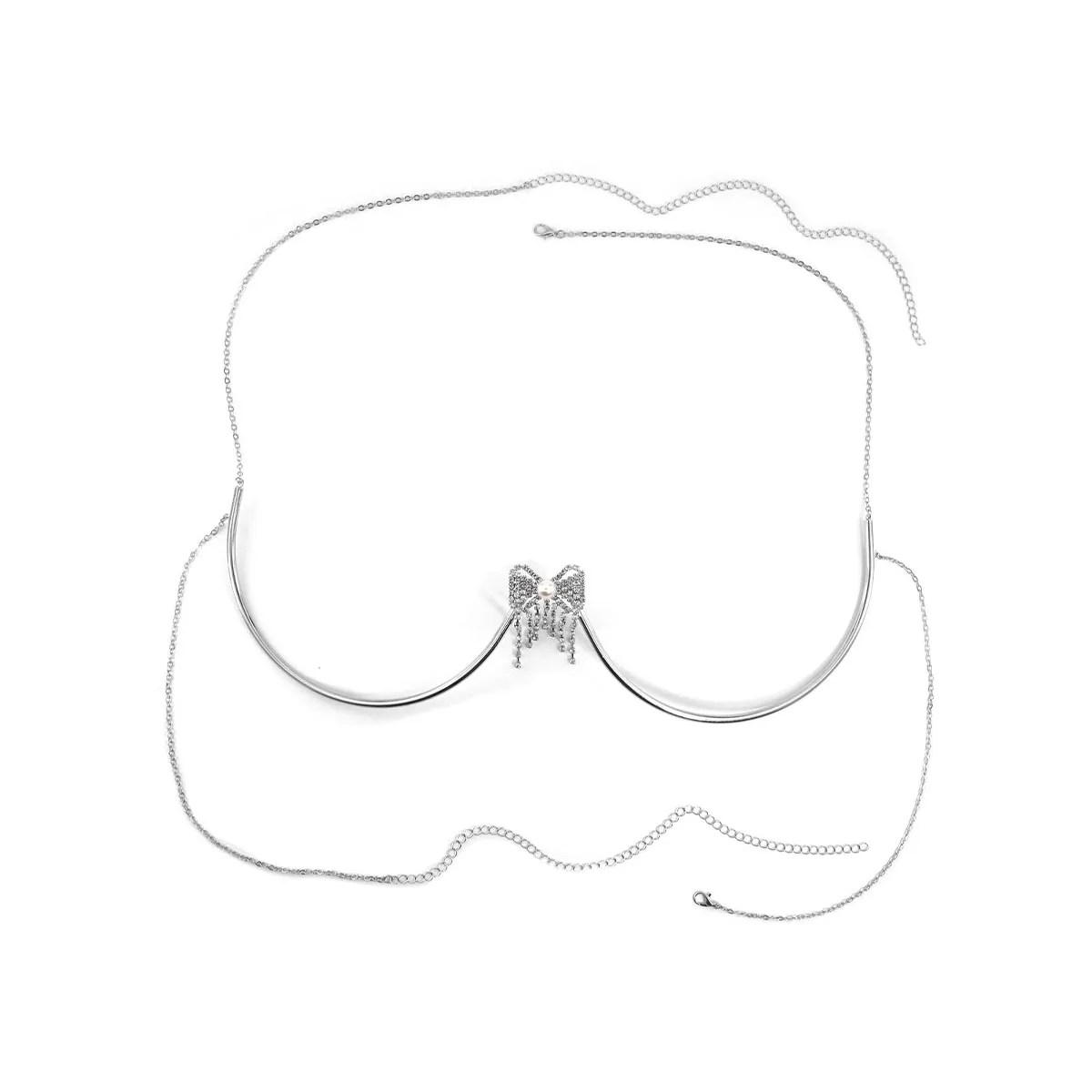Fashionable Butterfly Knot Tassel Pearl Chest Strap Women's Sexy Body Chain Nightclub Party Sensual Accessory