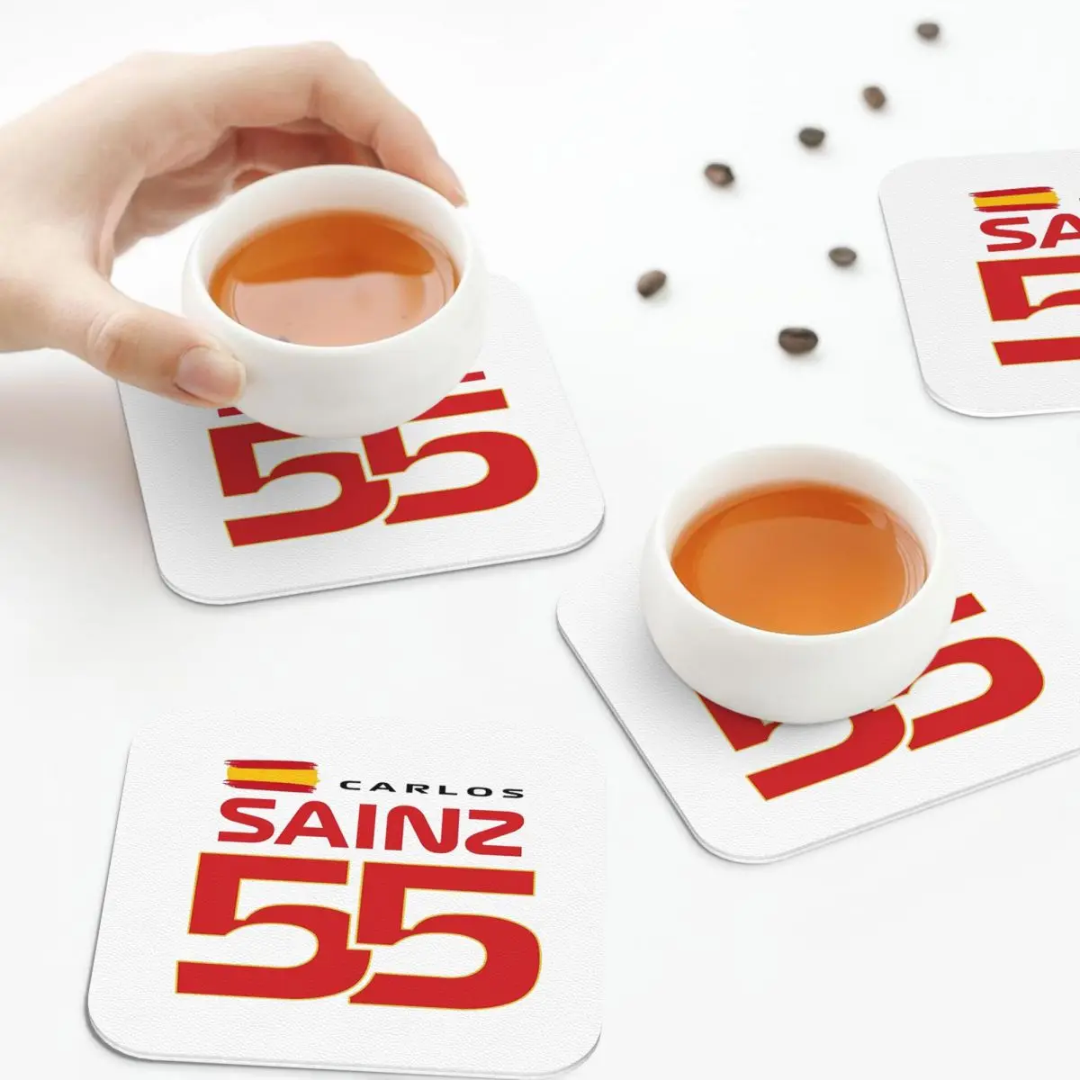 Carlos Sainz Jr F1 Signature Graphic - Dark Coasters Kitchen Placemats  Insulation Cup Coffee Mats  Tableware Pads Set of 4