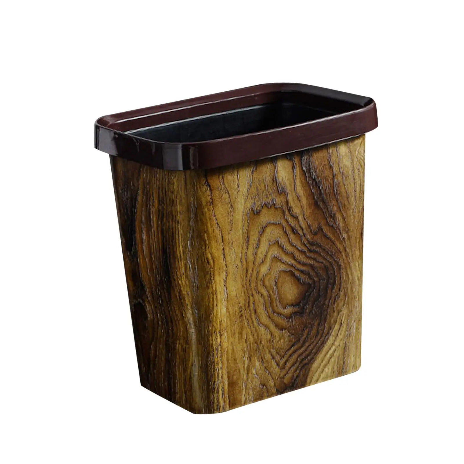 Garbage Can Durable Paper Basket Decorative Imitation Wood Grain for Living Room