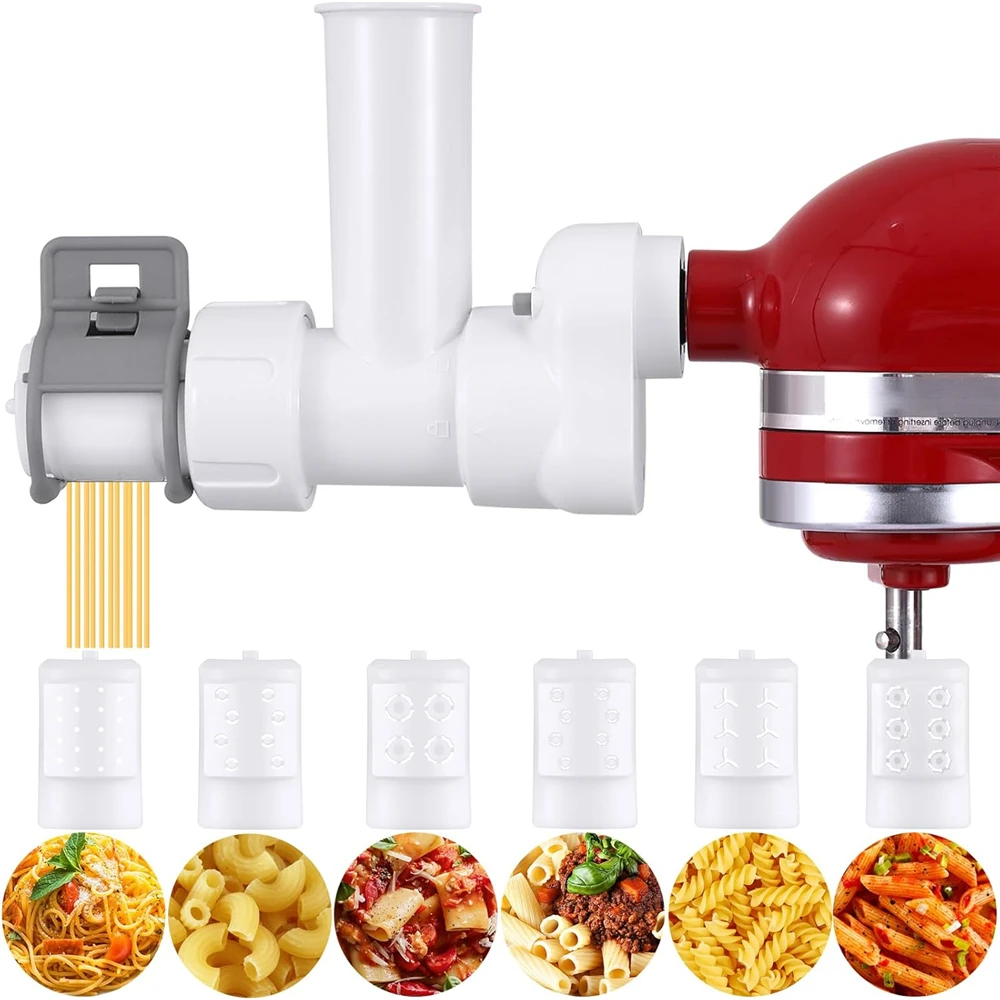 

6 в 1 насадка для изготовления макаронных изделий для Kitchenaid, набор миксеров, кухонная шлифовальная машина, насадка для смешивания, пресс, 6 различных форм, набор для пасты