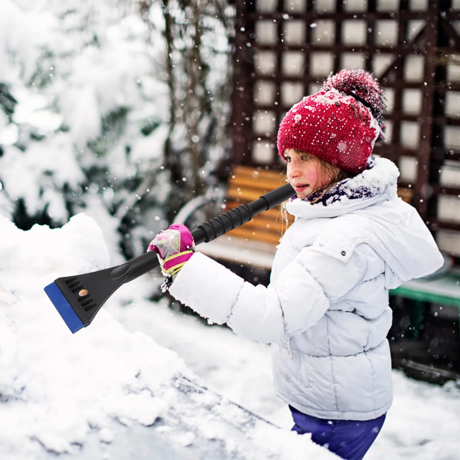 

Набор для удаления снега и льда с автомобиля: скребок с выдвижной конструкцией, мягкая губка из ЭВА, 7 углов регулировки, 360-градусная регулируемая щетка для снега на зиму