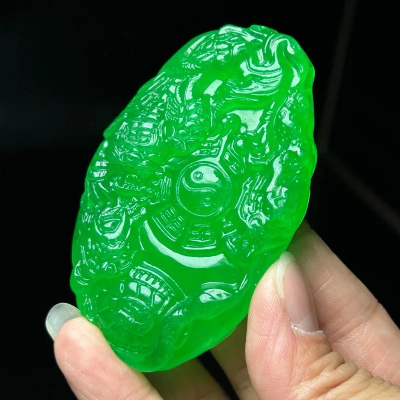 

Classic Retro Ethnic Style Pendant, Unisex Green Jade Pendant.