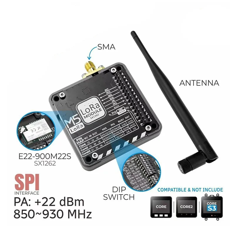 BNVN-For M5stack Lora 868Mhz وحدة الاتصالات V1.2 مع هوائي خارجي SX1262 الحل الاتصالات لمسافات طويلة