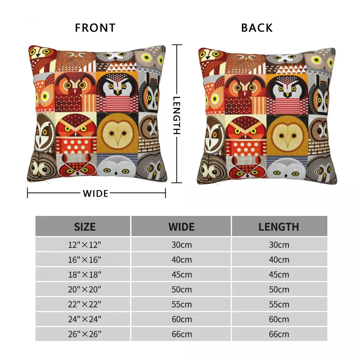 Sixteen Species North American Owls Square Pillowcase Polyester Linen Velvet Pattern Zip Throw Pillow Case Home Cushion Cover