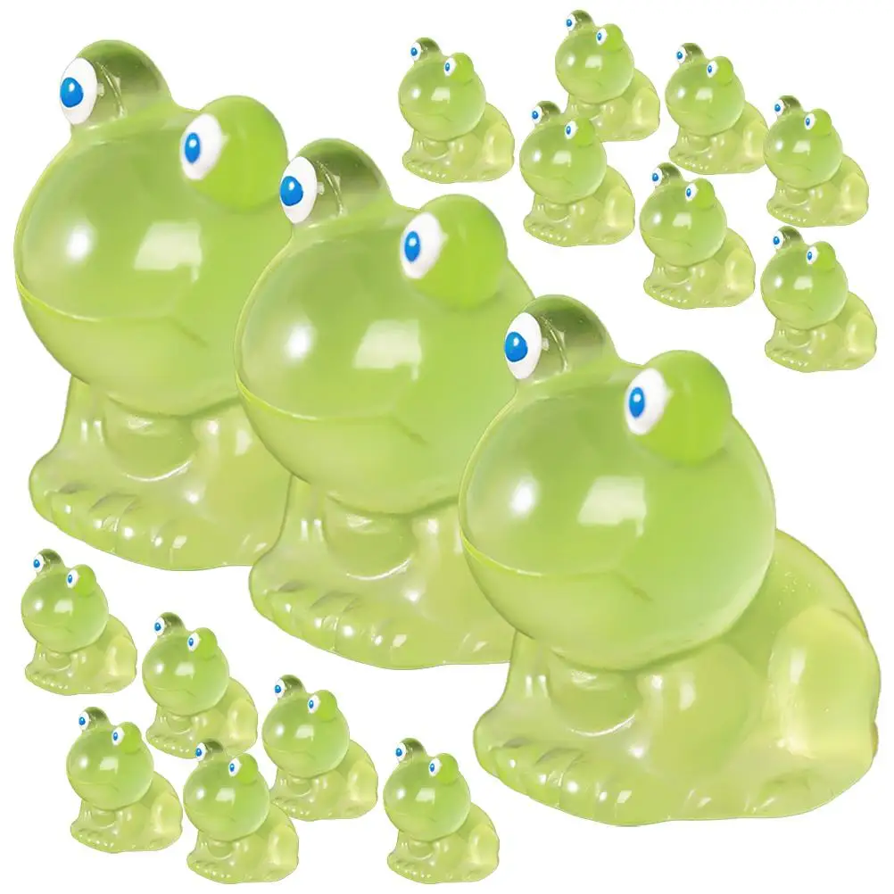 

25 шт. ночные светящиеся фигурки лягушек, мини-смола, декоративные нитки, креативные поделки из мха, настольные аксессуары, зеленый цвет, домашний офис
