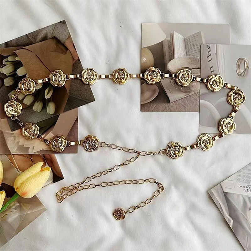 【DJyoe】حزام خصر بوهيمي معدني بتصميم عرقي عتيق للنساء، سترة على شكل زهرة أنيقة، سلسلة خصر، ملحقات ديكور الجسم