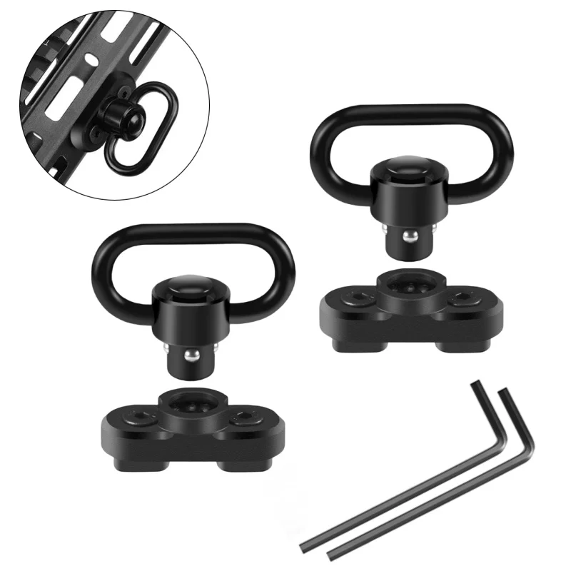 QD 슬링 스위블 마운트 헤비 듀티 퀵 분리 푸시 단추 스위블, 2 포인트 슬링용 360 ° 회전 가능, QD 슬링 마운트 용이, 1.25 인치