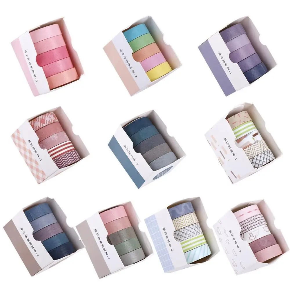 Decoration Office Supply Students Stationery Solid Color Decorative Tape Tape Set Masking Tape Scrapbooking Adhesive Tape