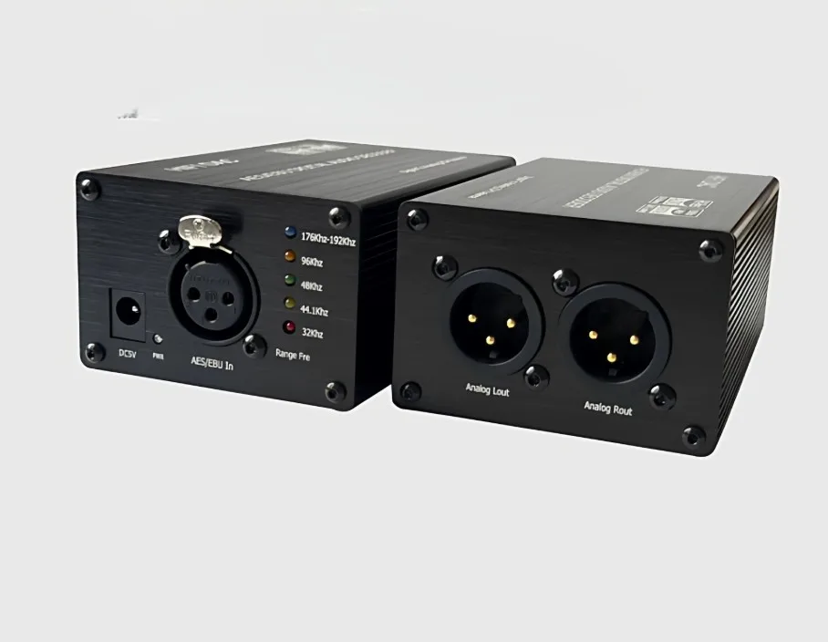 AES/EBU Digital To Analog Stereo Audio Decoder Supports Sampling Rates 32-192K LED Frequency Auto Conversion