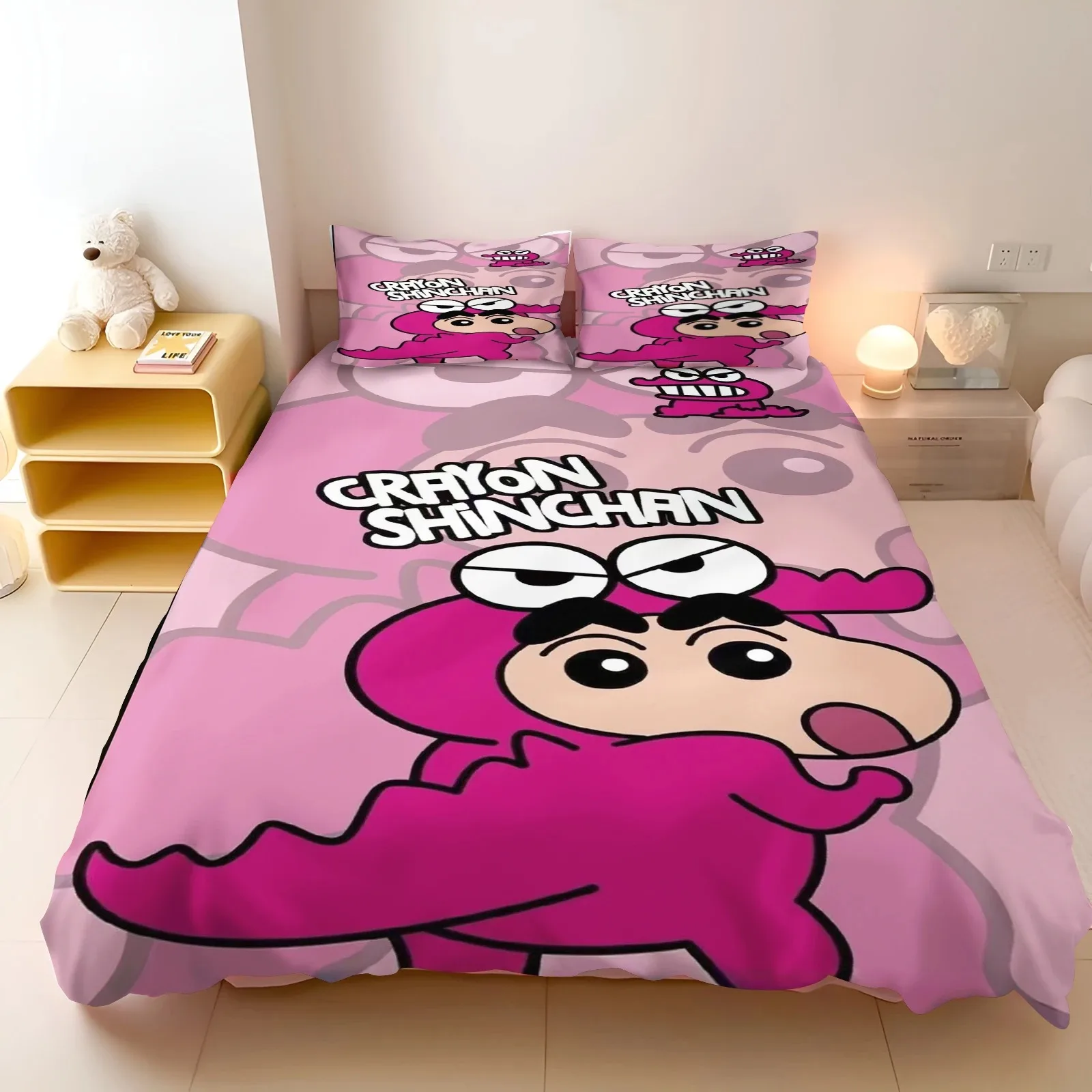 

Crayon Shin-chan Bedding Set Cute Duvet Cover Pillowcase 2/3pcs Kids Bedroom Decoration Single Bed 135x200, Boy Girl Gift